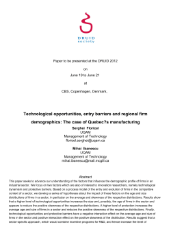 Technological opportunities, entry barriers and regional firm