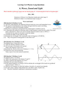 Leaving Cert Physics Long Questions 6. Waves, Sound and Light