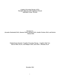 CPT Fidelity Forms - Cognitive Processing Therapy