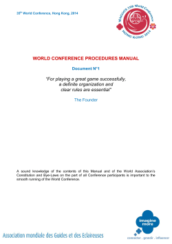 WORLD CONFERENCE PROCEDURES MANUAL “For playing a