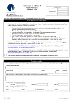 Notification of a Food Premises form