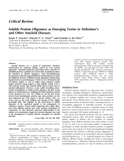 Soluble protein oligomers as emerging toxins in alzheimer`s and