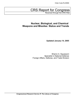 Nuclear, Biological, and Chemical Weapons and Missiles: Status