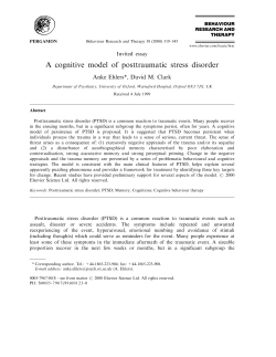 A cognitive model of posttraumatic stress disorder
