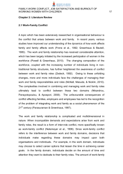 FAMILY-WORK CONFLICT, JOB SATISFACTION AND BURNOUT