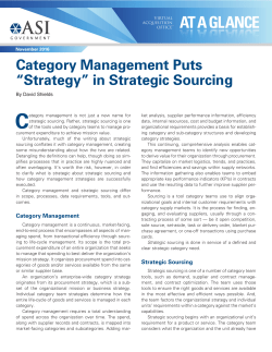 Category Management Puts &ldquo;Strategy&rdquo; in Strategic