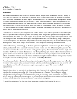 AP Biology&mdash;Unit 9 Name: Nerve Impulse&mdash;Conduction Background