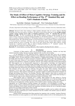 The Study of Effect of Meta-Cognitive Strategy