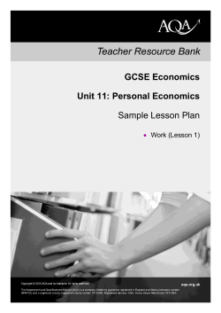 GCSE Business Subjects and Economics Lesson plan