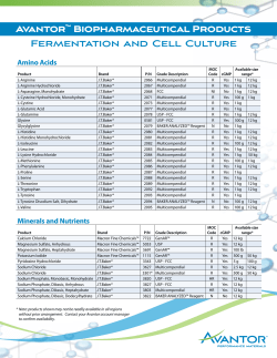 Avantor&trade; Biopharmaceutical Products Fermentation and Cell Culture