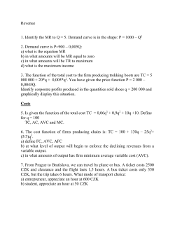 Revenue 1. Identify the MR to Q = 5. Demand curve is in the shape