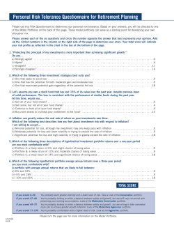 Model Portfolios/Risk Tolerance Questionnaire