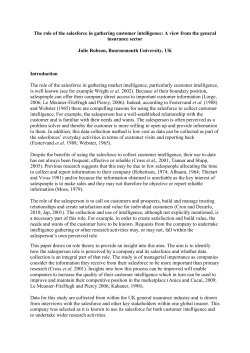 The role of the salesforce in gathering customer intelligence: A view