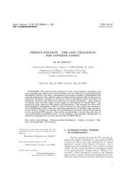 fermi`s paradox &ndash; the last challenge for copernicanism?