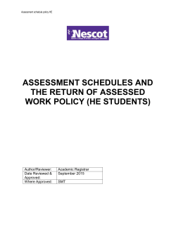 assessment schedules and the return of assessed work