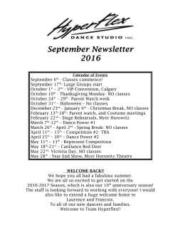 September Newsletter - Hyperflex Dance Studio