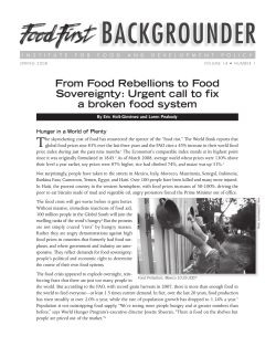From Food Rebellions to Food Sovereignty: Urgent call to fix a