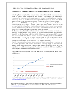 External AID for health remains insufficient in low income countries