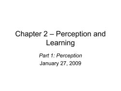 Chapter 2 &ndash; Perception and Learning