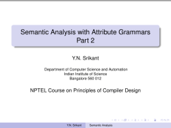 Semantic Analysis with Attribute Grammars Part 2