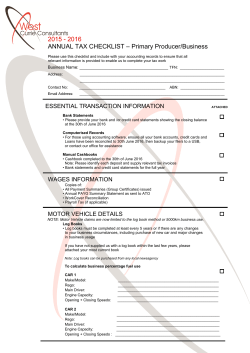 2015 - 2016 ANNUAL TAX CHECKLIST &ndash; Primary Producer/Business