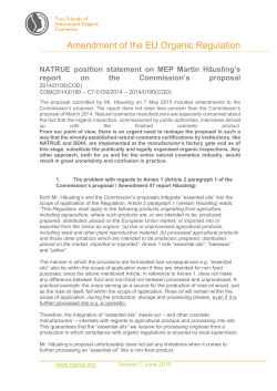 Amendment of the EU Organic Regulation