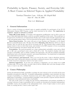 A Short Course on Selected Topics in Applied Probability
