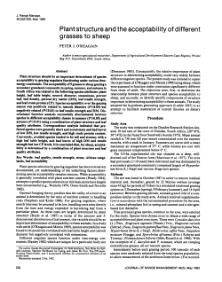 Plant structure and the acceptability of different grasses to sheep