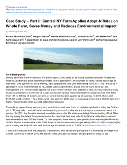 Case Study &ndash; Part II: Central NY Farm Applies Adapt