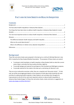 FACT AND ACTION SHEETS ON HEALTH INEQUITIES Contents