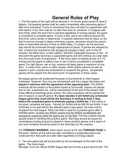 General Rules of Play - Wausau Area Softball