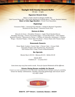 Gaslight Grill Sunday Brunch Buffet 10 am – 2 pm