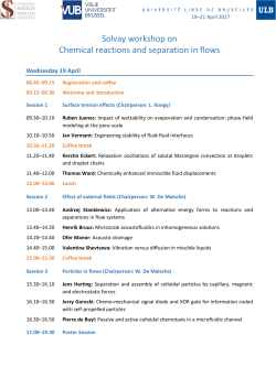 Solvay workshop on Chemical reactions and separation in flows