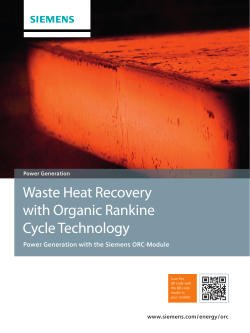 Waste Heat Recovery with Organic Rankine Cycle