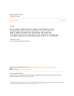 foliar applied urea nitrogen metabolism in warm