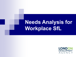 SfL Needs Analysis - an Overview