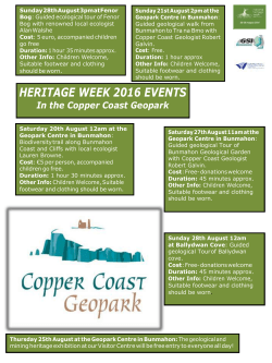 HERITAGE WEEK 2016 EVENTS In the Copper Coast Geopark