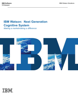 IBM Watson: Next Generation Cognitive System