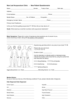 New Patient Questionnaire - New Leaf Acupuncture Dublin
