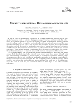 Cognitive neuroscience: Development and prospects