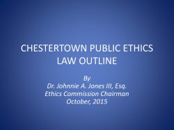 By Dr. Johnnie A. Jones III, Esq. Ethics