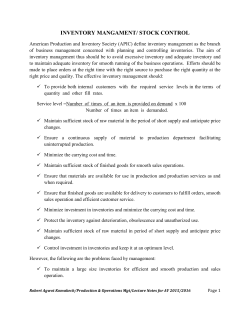 INVENTORY MANGAMENT/ STOCK CONTROL American