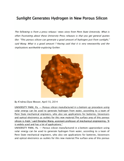 Sunlight Generates Hydrogen in New Porous Silicon