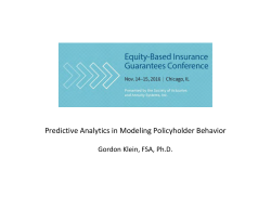 Predictive Analytics in Modeling Policyholder Behavior