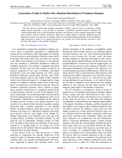 Generation of light in media with a random distribution of