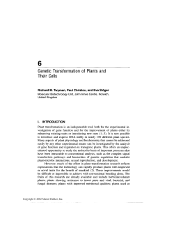 Genetic Transformation of Plants and Their Cells