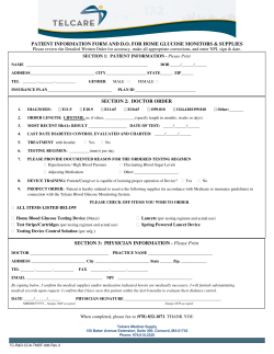 PATIENT INFORMATION FORM AND D.O. FOR HOME GLUCOSE