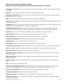 Chapter 8 Glossary - Video Game Design Foundations 2014