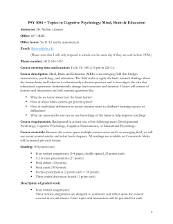 PSY 1054 &ndash; Topics in Cognitive Psychology: Mind