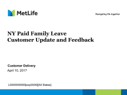 NY PFL Overview – Customer Update and Feedback